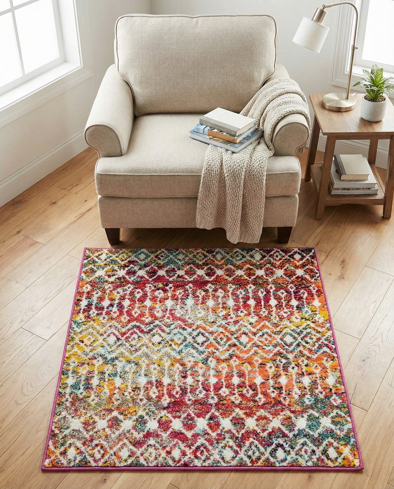Mediterranean Lattice Collection Area Rug - Santorini (Multi) Square Multi  lifestyle 84
