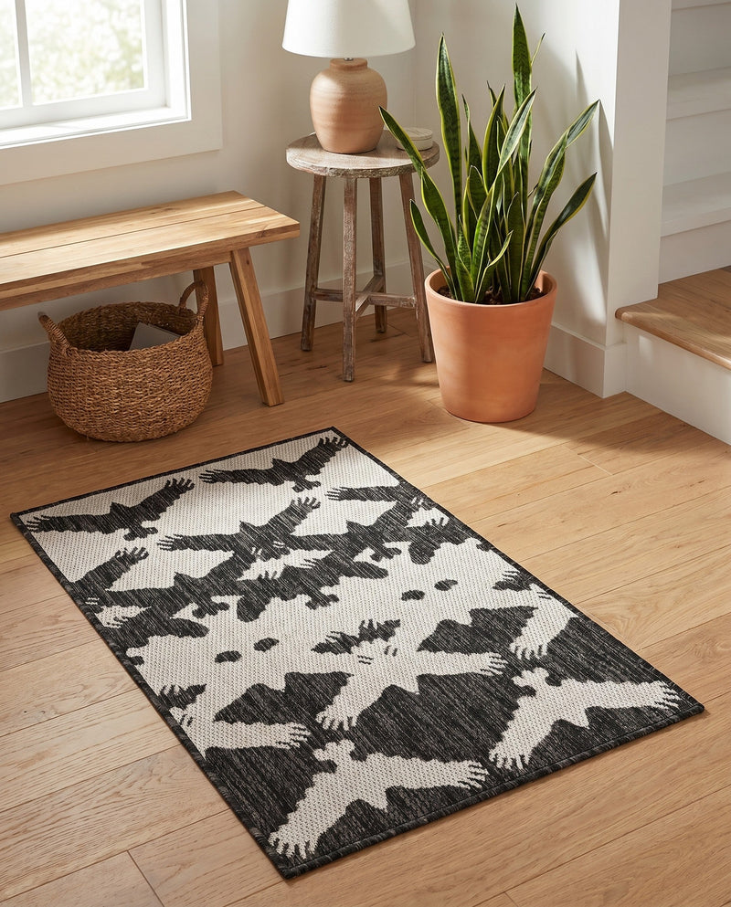 Urban Terrace Collection Area Rug -  Gramercy Rectangle Black and White  lifestyle 5