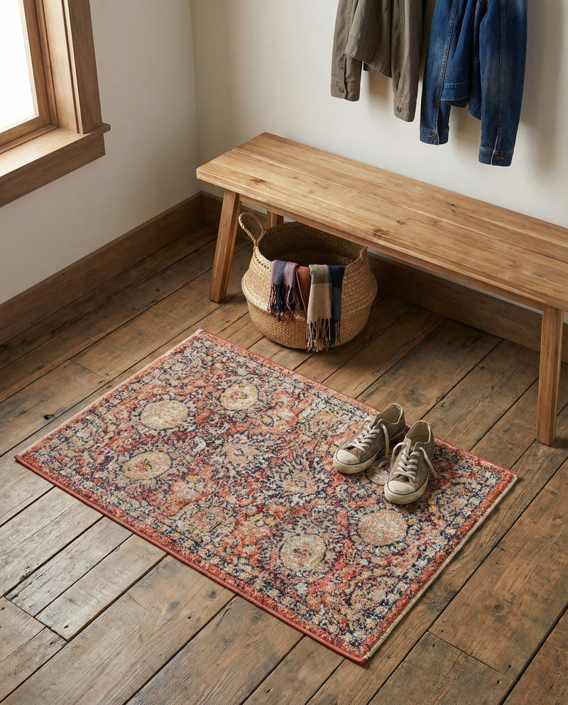 Seville Stripes Collection Area Rug -  Cordoba (Brick Red) Rectangle Brick Red  lifestyle 28