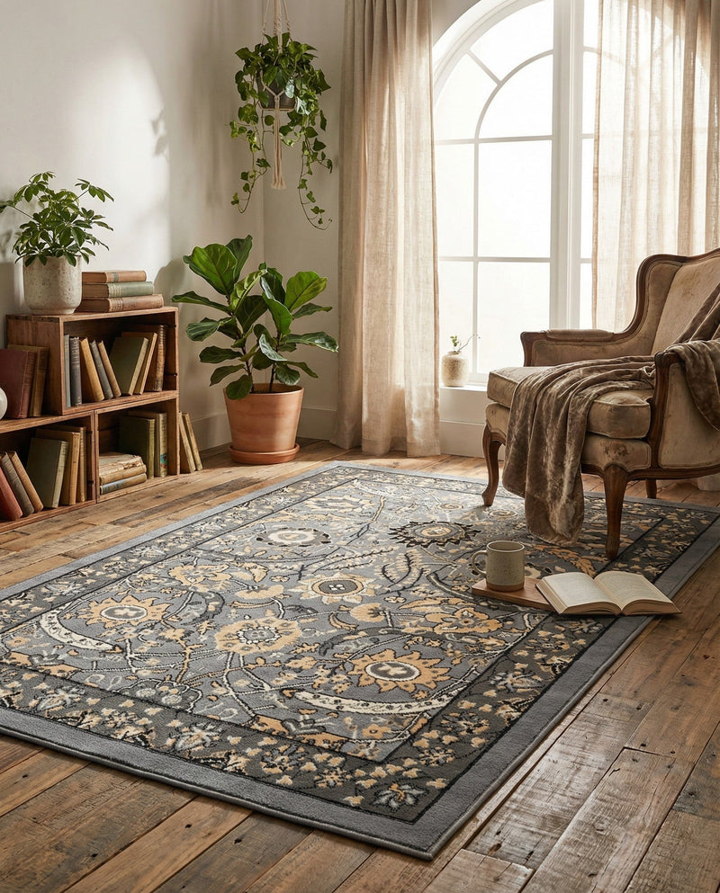 Tabriz Tapestry Collection Area Rug - Sahand (Dark Gray) Rectangle Dark Gray  lifestyle 21