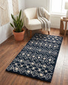 Berber Lattice Shag Collection Area Rug - Atlas (Navy Blue) Rectangle Navy Blue  lifestyle 16