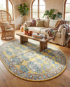 Seville Stripes Collection Area Rug -  Granada (Yellow) Oval Yellow  lifestyle 79