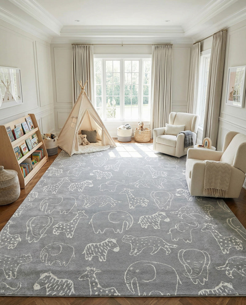 Wonder Tykes Collection Area Rug -  Spectrum Rectangle Gray  lifestyle 65