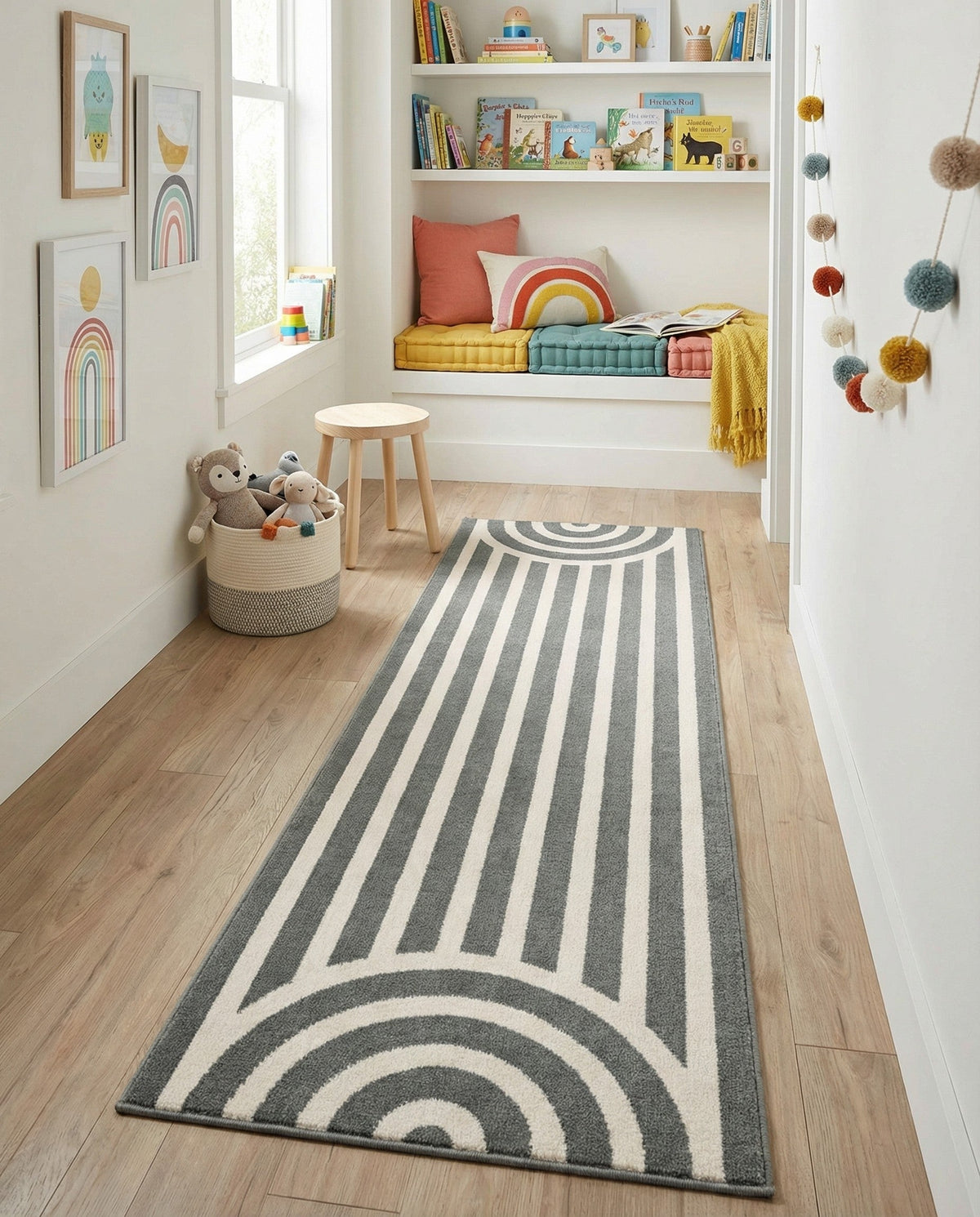 Wonder Tykes Collection Area Rug -  Joydale Runner Gray and Silver  lifestyle 184
