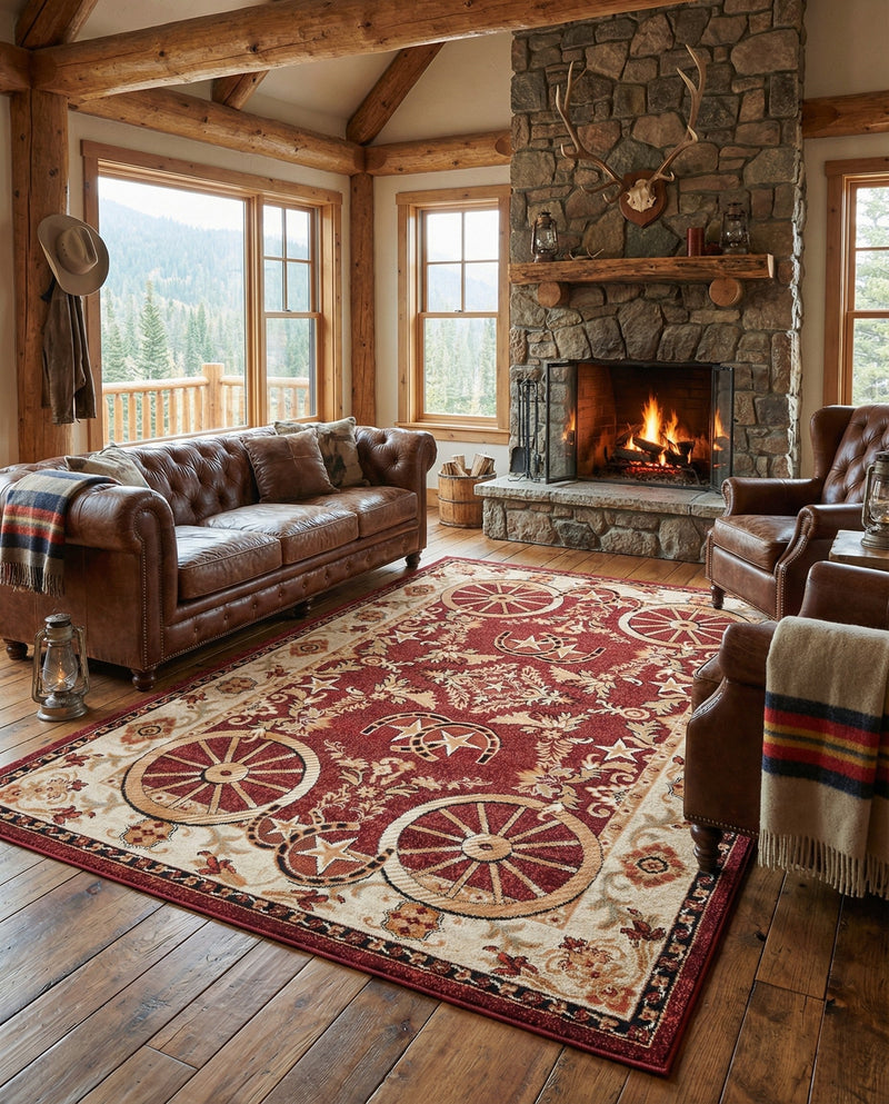Frontier Trails Collection Area Rug -  Onyx Rectangle Red  lifestyle 39