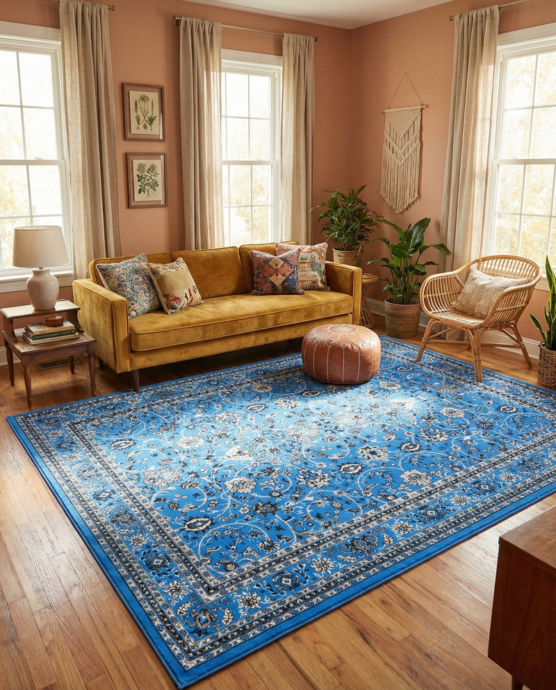 Isfahan Elegance Collection Area Rug - Naghsh-e Jahan (Dark Blue) Rectangle Dark Blue  lifestyle 27