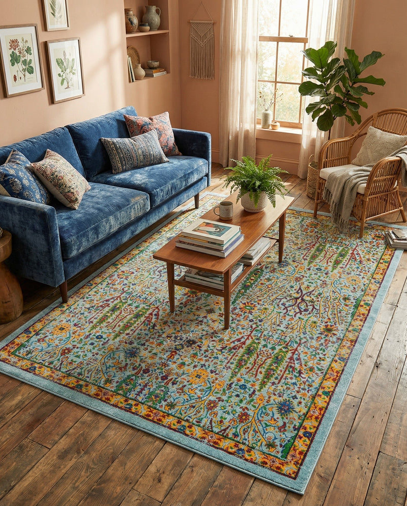Caribbean Cove Collection Area Rug -  Tobago Rectangle Aqua  lifestyle 8