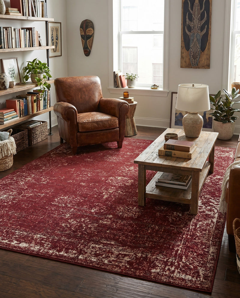 Riviera Elegance Collection Area Rug - Antibes (Burgundy) Rectangle Burgundy  lifestyle 33