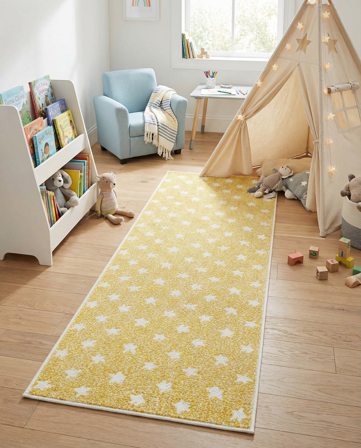 Wonder Tykes Collection Area Rug -  Mosaic Runner Soft Yellow  lifestyle 143