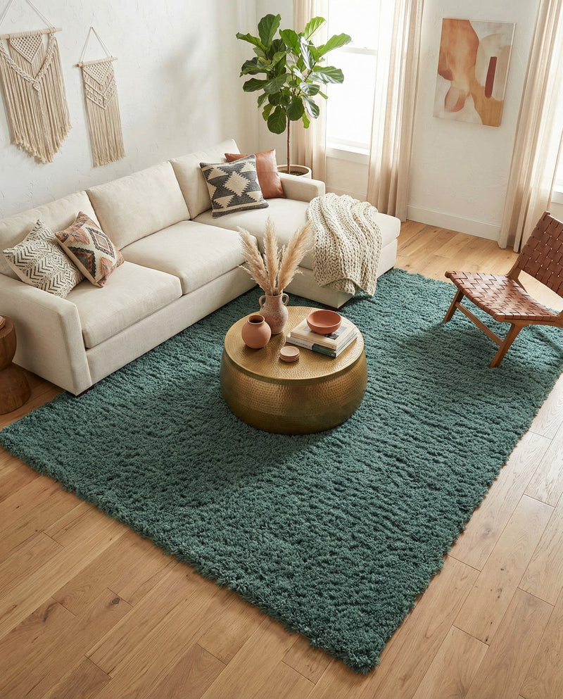 Eternal Plush Oasis Collection Area Rug -  Tranquility (Forest Green) Rectangle Forest Green  lifestyle 24