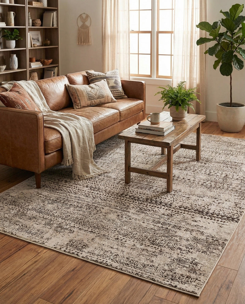 Sanctuary Retreat Collection Area Rug -  Refuge Rectangle Chocolate Brown  lifestyle 35