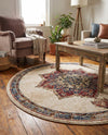 Eden Oasis Collection Area Rug -  Tranquility (Cream) Round Cream  lifestyle 47
