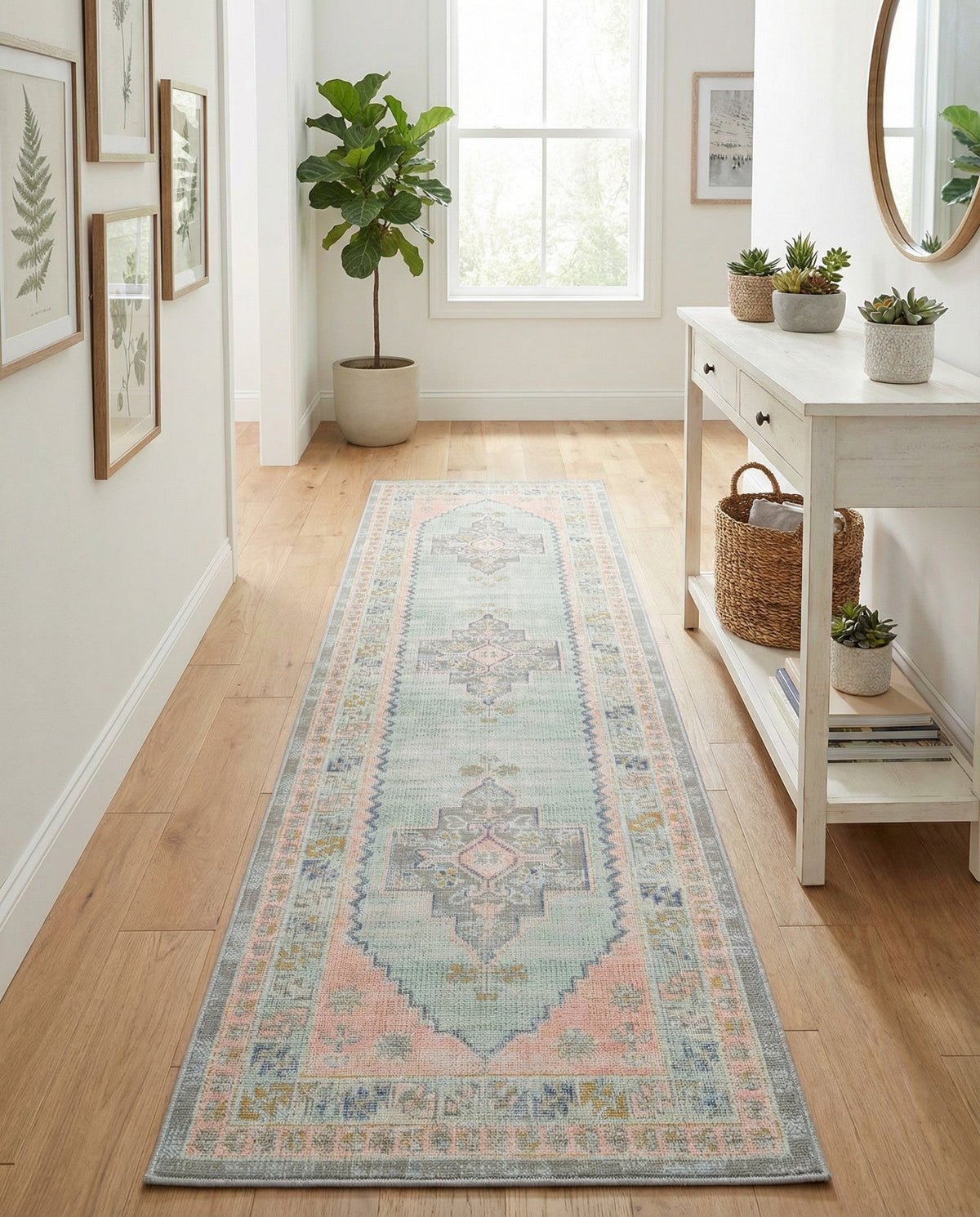 Savannah Series Collection Area Rug -  Augusta (Pink) Runner Pink  lifestyle 82