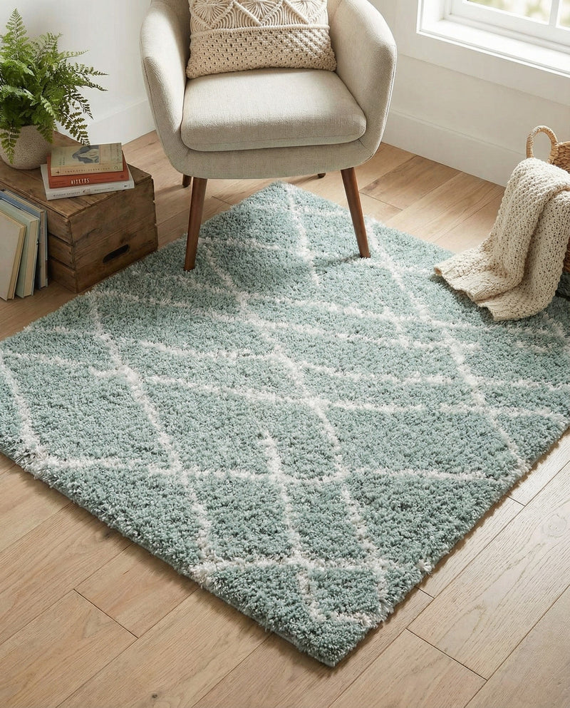 Cozy Haven Shag Collection Area Rug - Serenity (Sage Green) Square Sage Green  lifestyle 47
