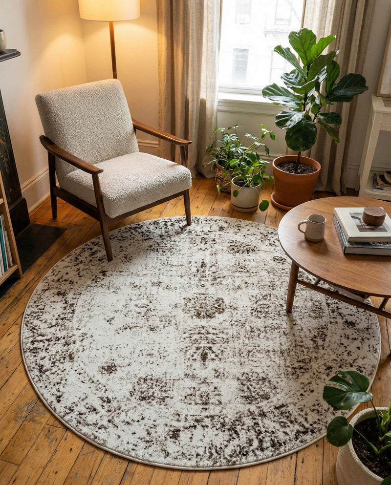 Riviera Elegance Collection Area Rug - Antibes (Beige) Round Beige  lifestyle 55