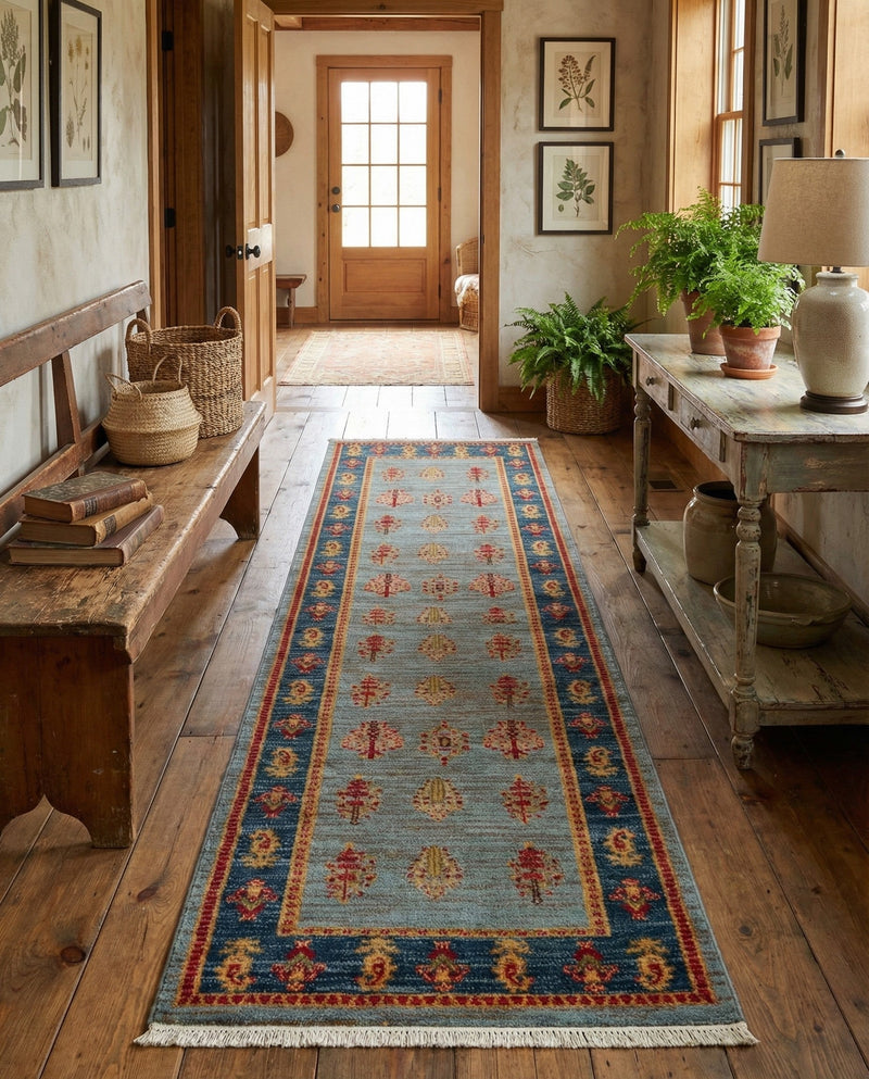 Zagros Oasis Collection Area Rug -  Dalahu Runner Light Blue  lifestyle 44