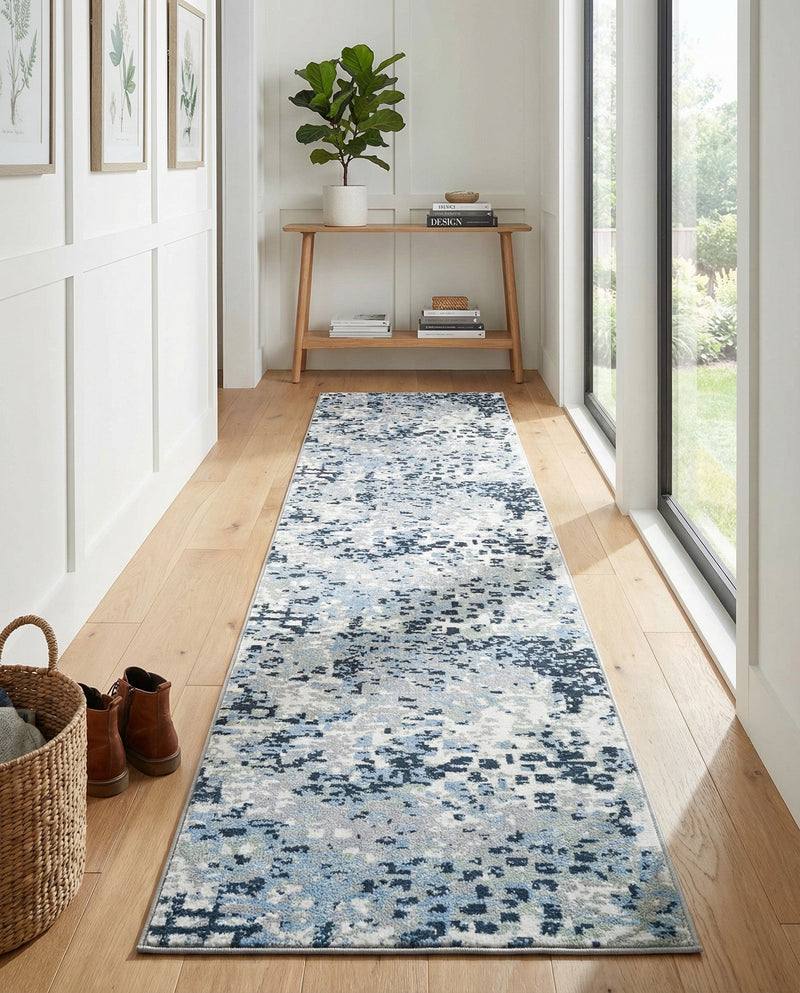 Aegean Elegance Washables Collection Area Rug -  Andros Runner Gray Navy Green  lifestyle 62