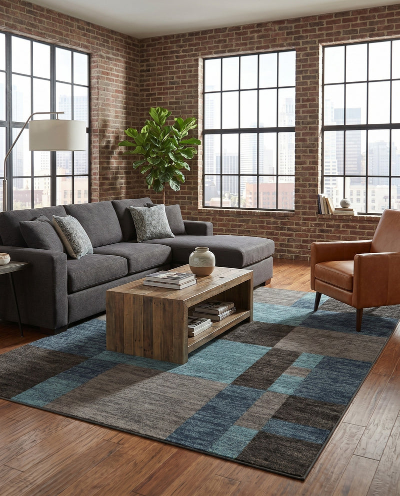 Autumn Meadow Collection Area Rug -  Sycamoreside (Blue Gray) Rectangle Blue Gray  lifestyle 11