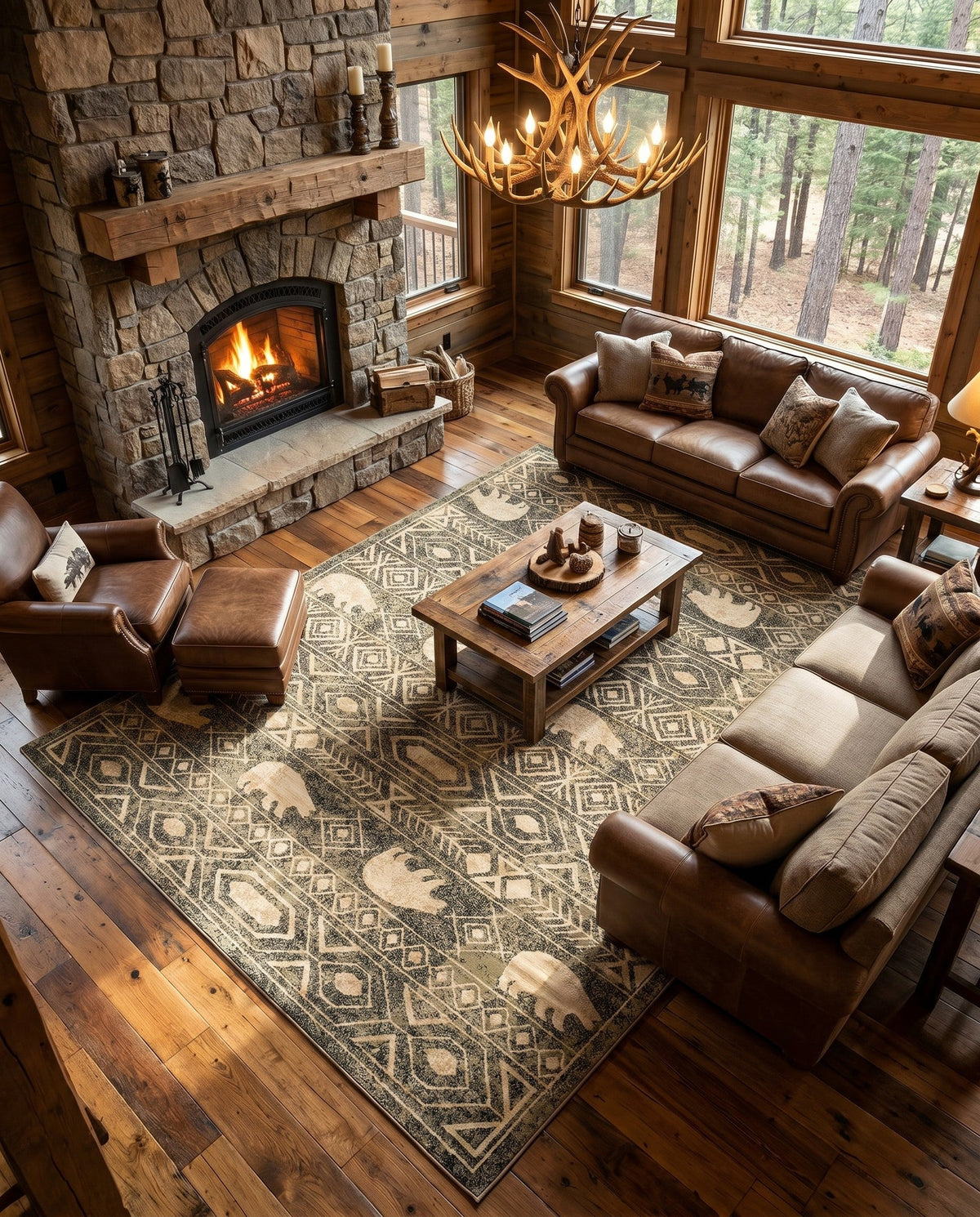 Frontier Trails Collection Area Rug -  Sedona Rectangle Green  lifestyle 45
