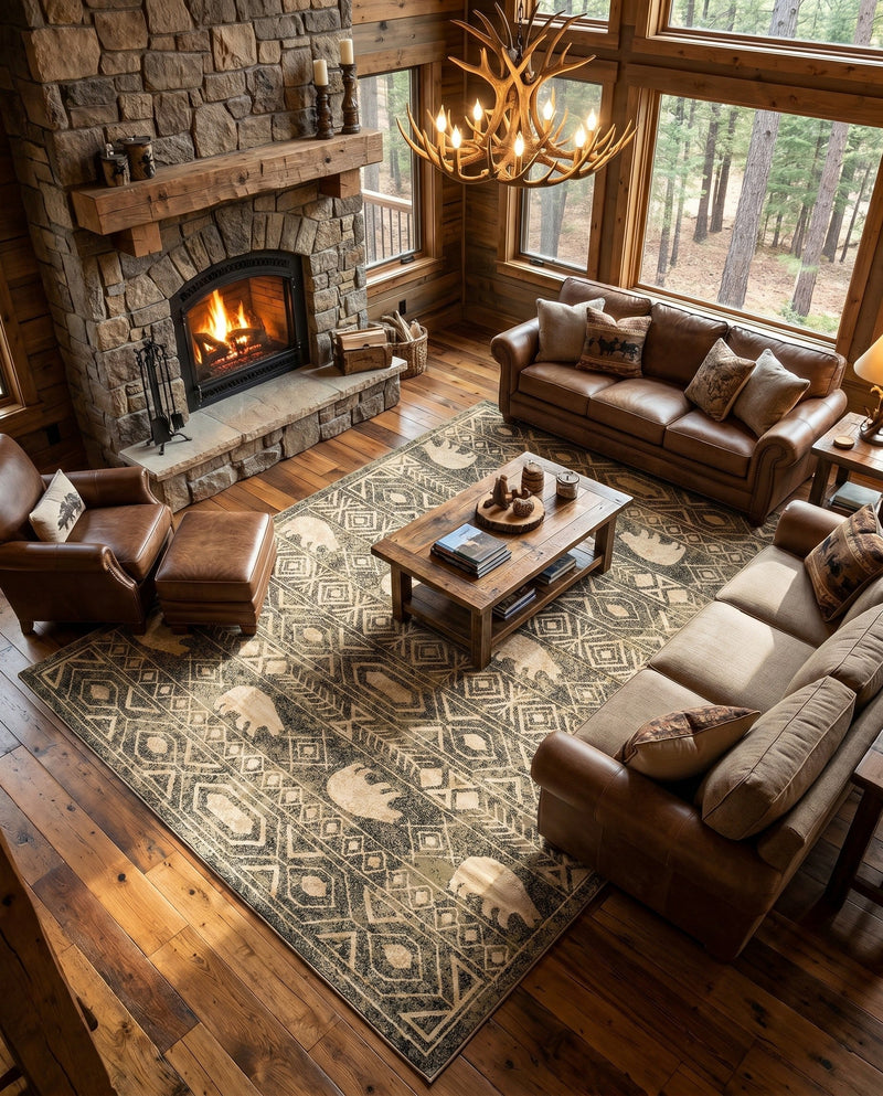 Frontier Trails Collection Area Rug -  Sedona Rectangle Green  lifestyle 45
