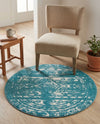 Brighton Stripes Collection Area Rug - Sussex (Turquoise) Round Turquoise  lifestyle 16