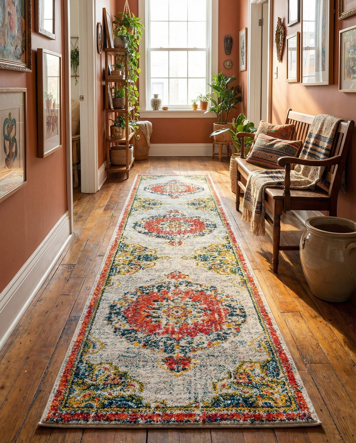 Brighton Terrace Collection Area Rug - Hove (Ivory) Runner Ivory  lifestyle 74