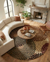 Bistro Lounge Collection Area Rug -  Cappuccino Round Beige  lifestyle 63