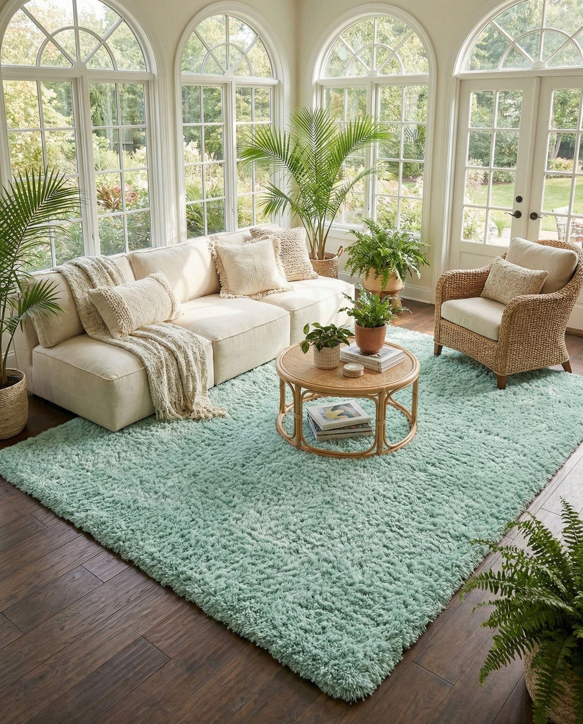 Eternal Plush Oasis Collection Area Rug -  Tranquility (Cyan) Rectangle Cyan  lifestyle 13