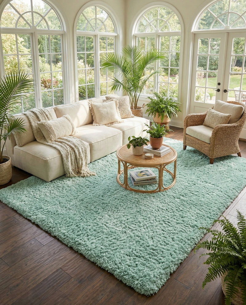 Eternal Plush Oasis Collection Area Rug -  Tranquility (Cyan) Rectangle Cyan  lifestyle 13