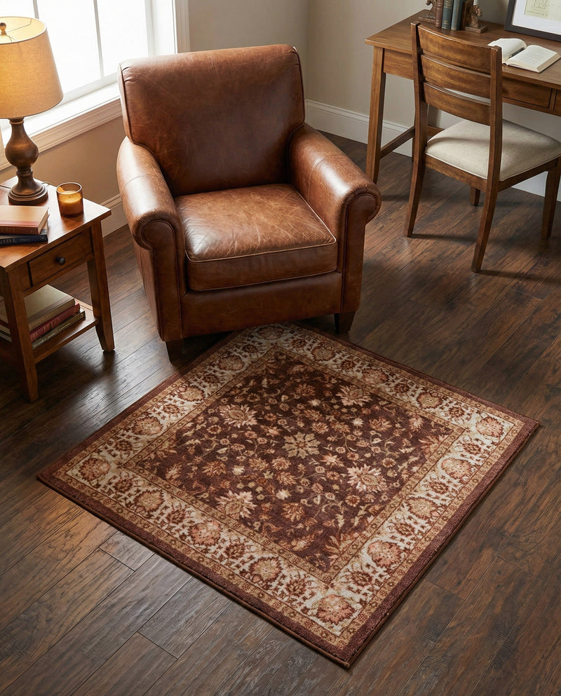 Casablanca Tapestry Collection Area Rug -  Marrakech (Coffee Brown) Square Coffee Brown  lifestyle 46