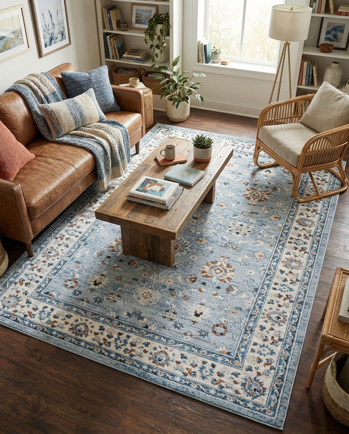 Savannah Elegance Collection Area Rug - Augusta (Aqua Blue) Rectangle Aqua Blue  lifestyle 23