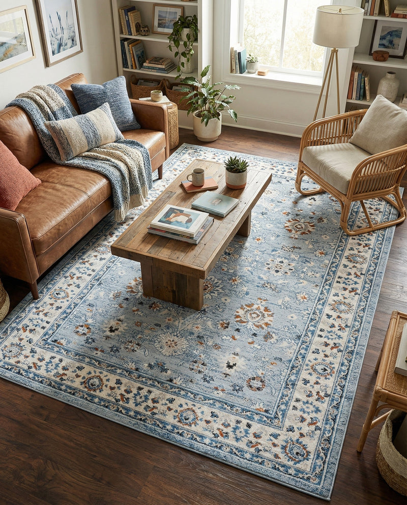 Savannah Elegance Collection Area Rug - Augusta (Aqua Blue) Rectangle Aqua Blue  lifestyle 23