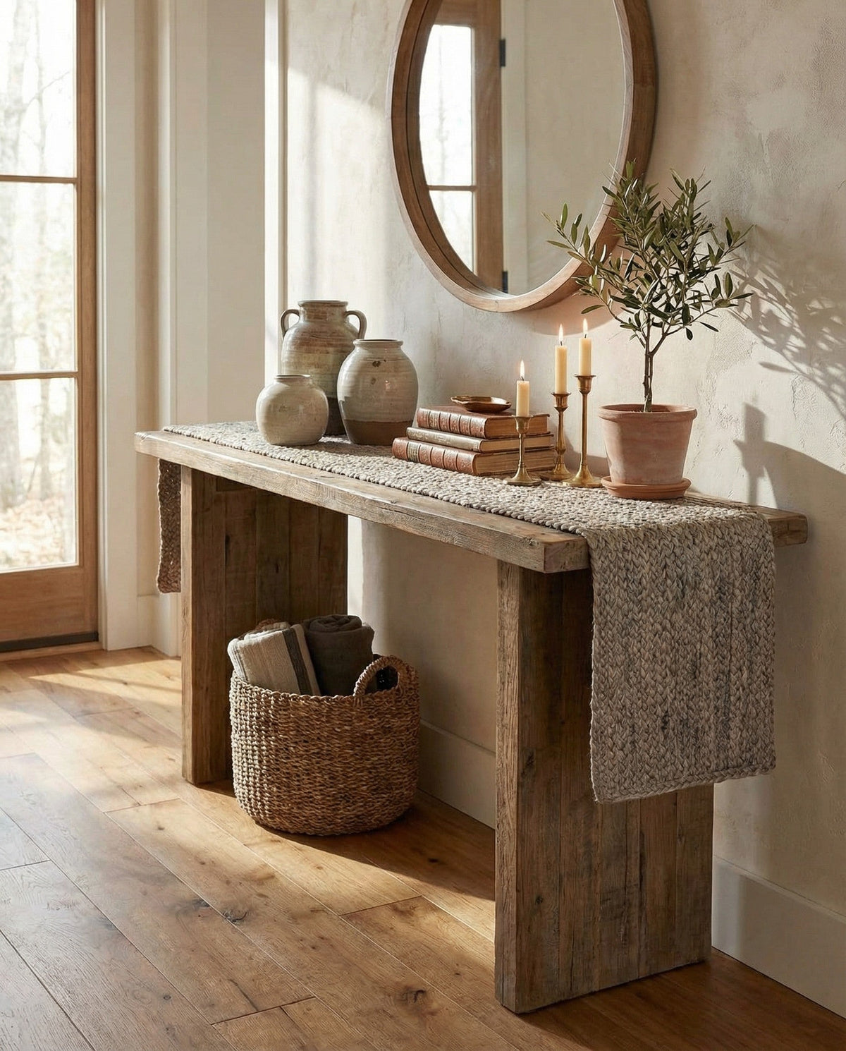 Woven Seaside Jute Collection Area Rug - Savannah (Gray) Table Runner Gray  lifestyle 90