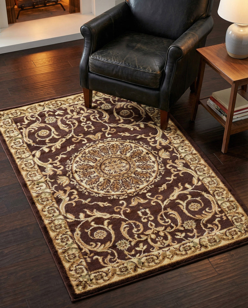 Versailles Elegance Collection Area Rug -  Montreuil Rectangle Brown  lifestyle 51