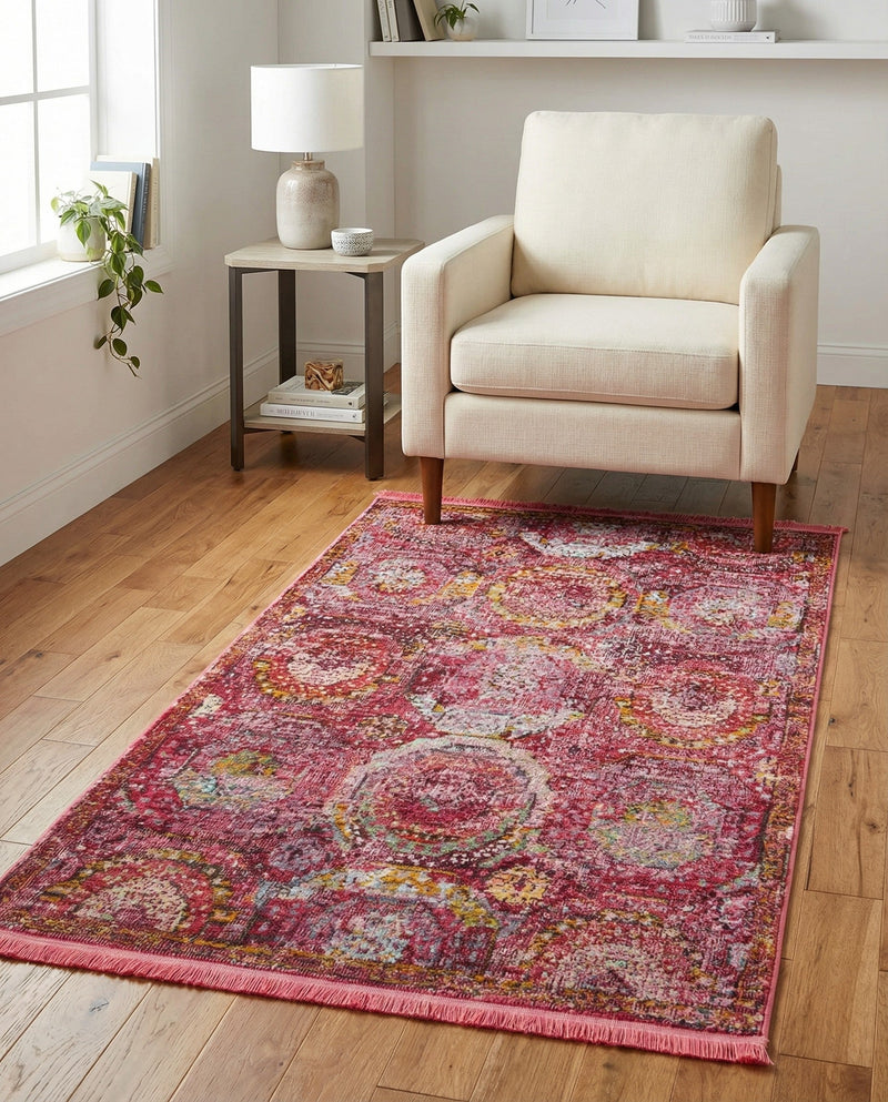 Caribbean Breeze Collection Area Rug -  Lucia Rectangle Pink  lifestyle 45