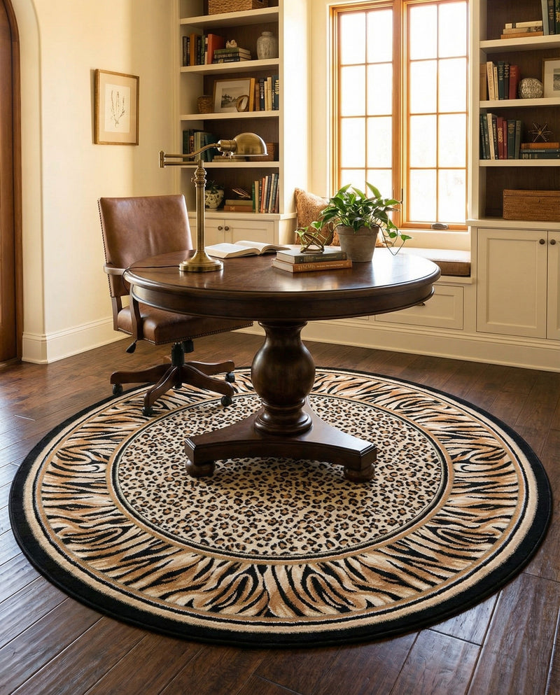 Savannah Sojourn Collection Area Rug -  Chobe Round Light Brown  lifestyle 57