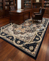 Persian Elegance Collection Area Rug -  Shiraz Rectangle Navy Blue  lifestyle 32