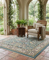 Persian Elegance Collection Area Rug -  Kerman (Blue) Square Blue  lifestyle 44
