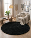 Plush Oasis Collection Area Rug - Serenity (Jet Black) Round Jet Black  lifestyle 85