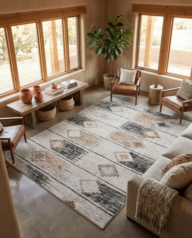 Desert Modern Eco Rug Series Collection Area Rug -  Taos Rectangle Ivory  lifestyle 11