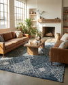 Aegean Elegance Washables Collection Area Rug -  Naxos Rectangle Navy Blue  lifestyle 31
