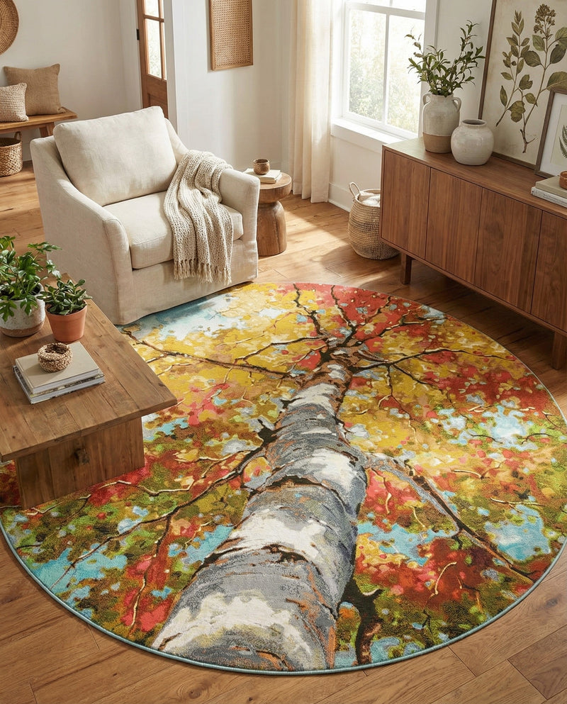 Seaside Blooms Collection Area Rug - Eden Round Multi  lifestyle 35