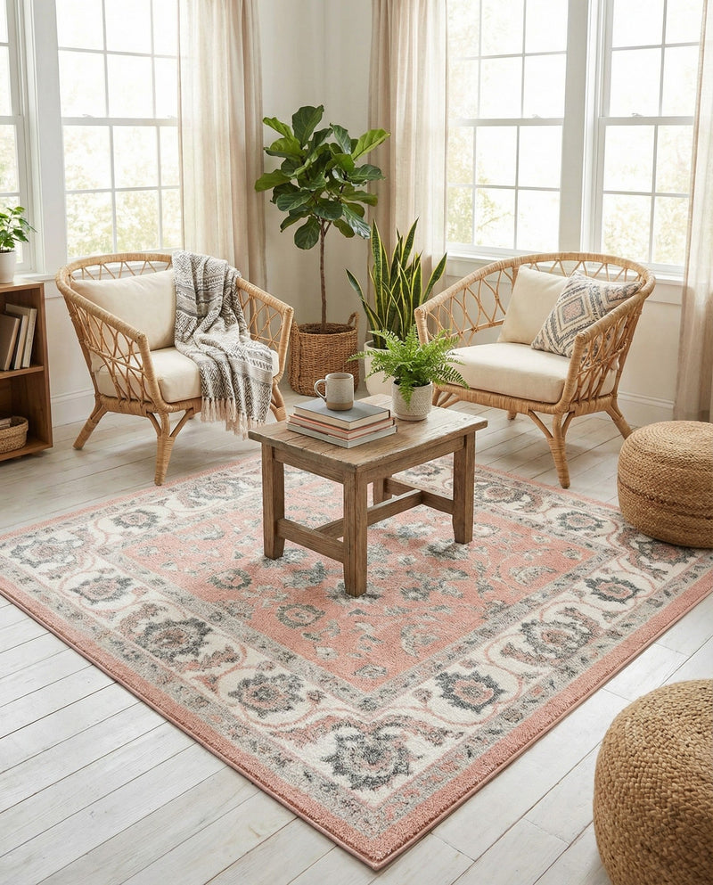 Adriana Terrace Collection Area Rug -  Positano (Rose) Square Rose  lifestyle 36