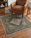 Savannah Soiree Collection Area Rug - Serengeti (Green) Square Green  lifestyle 47