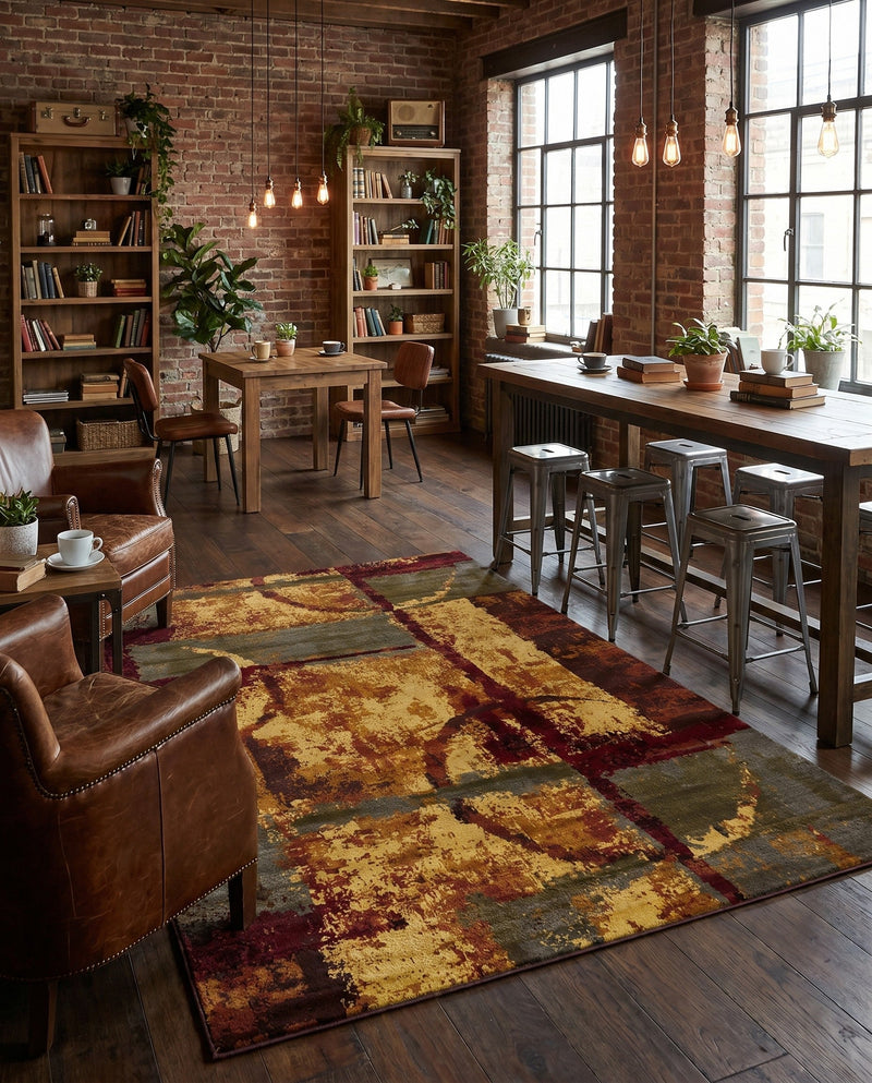 Bistro Lounge Collection Area Rug -  FlatWhite Rectangle Multi  lifestyle 30