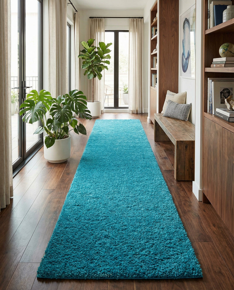 Plush Oasis Collection Area Rug - Serenity (Turquoise) Runner Turquoise  lifestyle 61