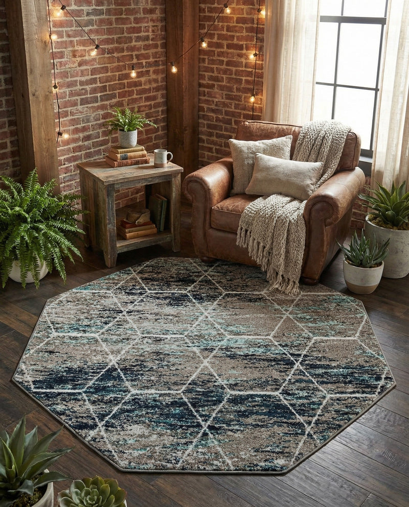 Trellis Mosaic Collection Area Rug - Arborville (Blue Multi) Octagon Blue Multi  lifestyle 65