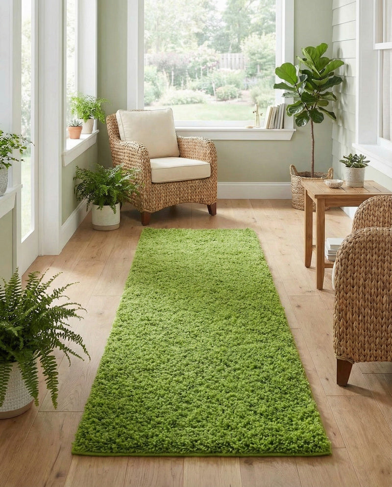 Plush Oasis Collection Area Rug - Serenity (Grass Green) Runner Grass Green  lifestyle 65