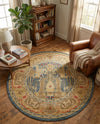 Persian Elegance Collection Area Rug -  Khorramabad Round Navy Blue  lifestyle 37