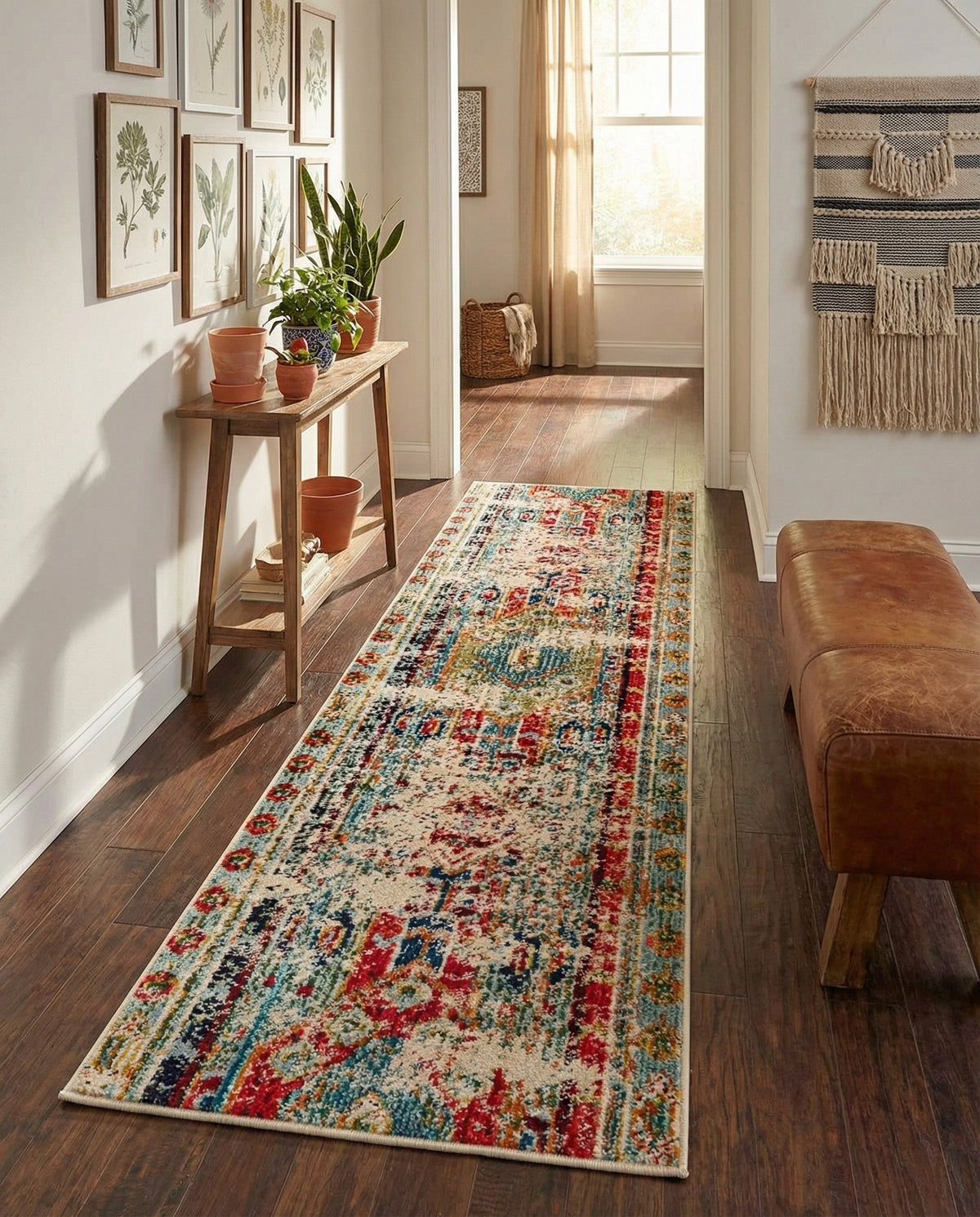 Sedona Vista Collection Area Rug -  Navajo Runner Blue  lifestyle 99